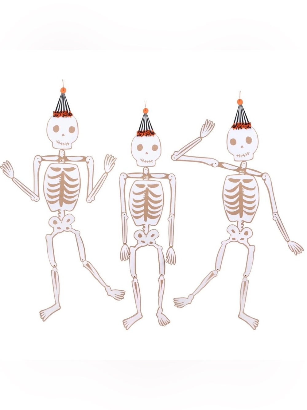 Meri Meri 3 (4 3/4 ft) Hanging Giant Skeleton Decorations Halloween NWT